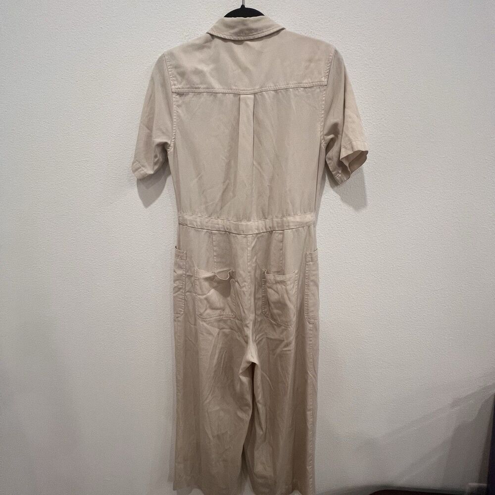 Marine Layer Jumpsuit Womens Small Beige Short Sleeve Button Front Utility - Picture 5 of 11